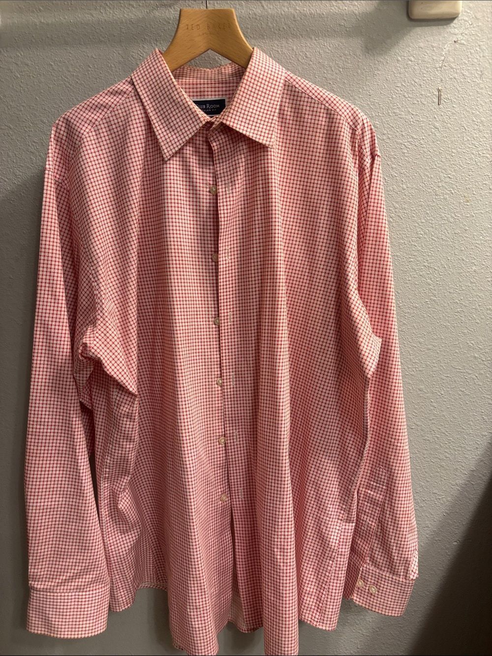 Club Room Red and White Gingham Dress Shirt